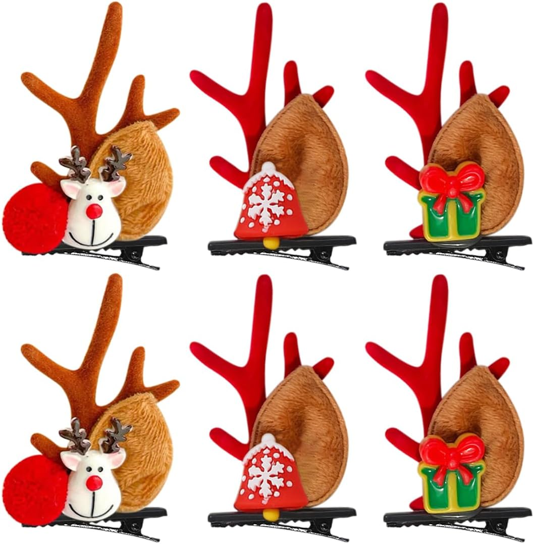 EYVRPAU 3 Pairs Christmas Hair Accessories, Reindeer Antler Hair Clips, Christmas Antler Hair Clips, Christmas Decoration Hair Clips Deer Hair Accessories for Kids Girls Women image number 5