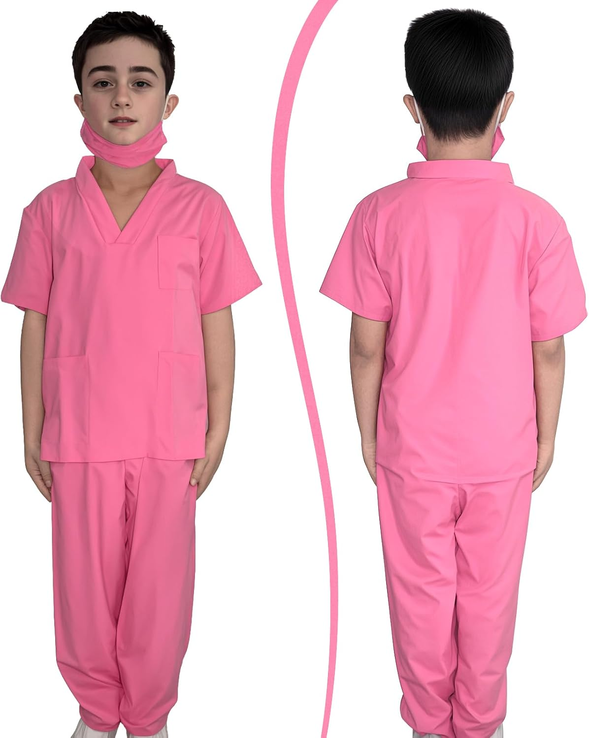 Kids Doctor Costume, Child Role Play Costumes Unisex Fancy Dress Costume Doctor Scrubs for Kids Nurse Costume for Halloween Cosplay Party