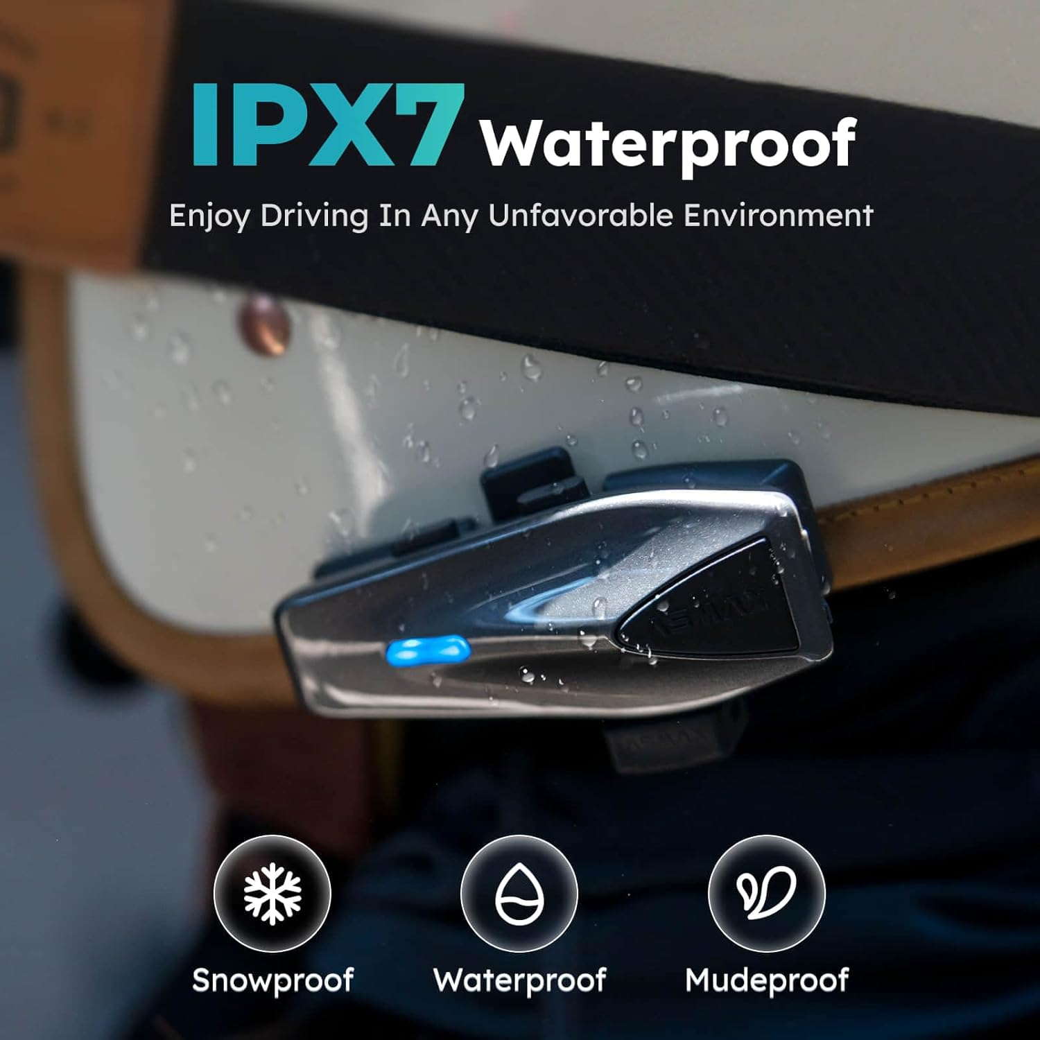 ASMAX S1 Motorcycle Bluetooth Headset, 8 Riders Mesh Helmet Communication Systems with FM Radio, AI Voice Control Motorcycle Intercom, 60 Min Fast Charging, Auto Volume Control for ATV, Single Pack image number 4