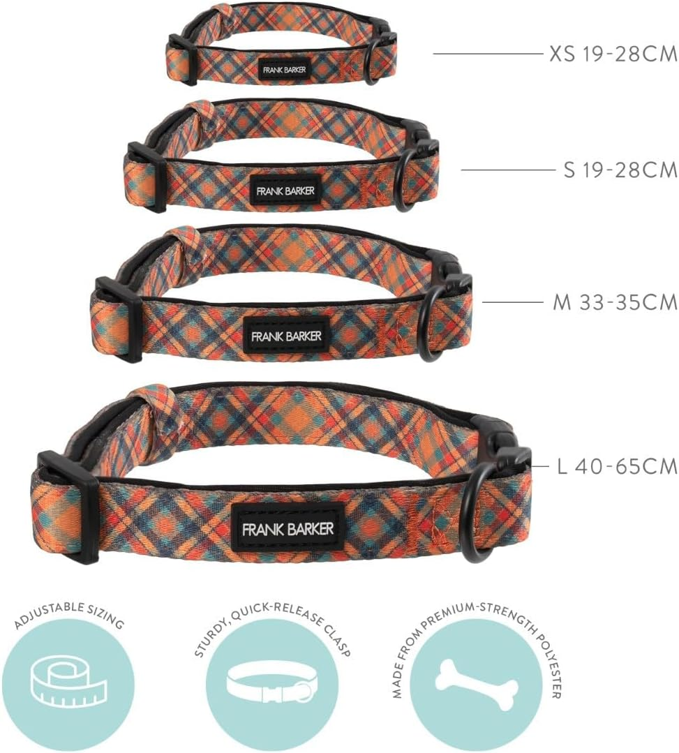 Splosh Frank Barker Plaid Dog Collar, Large, Orange image number 5