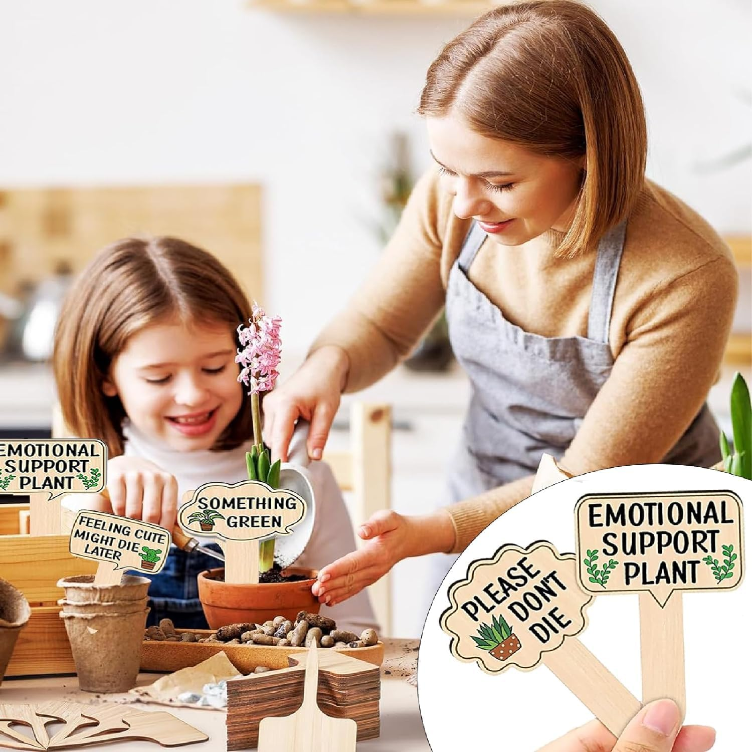 Wooden Plant Markers Plant T Type Tags Garden Labels with Printed, 15Pcs Wooden Plant Markers Plant T Type Tags Plant T-Type Signs with Printed, Wooden T-Type Plant Labels Sign Tags with Printed image number 2