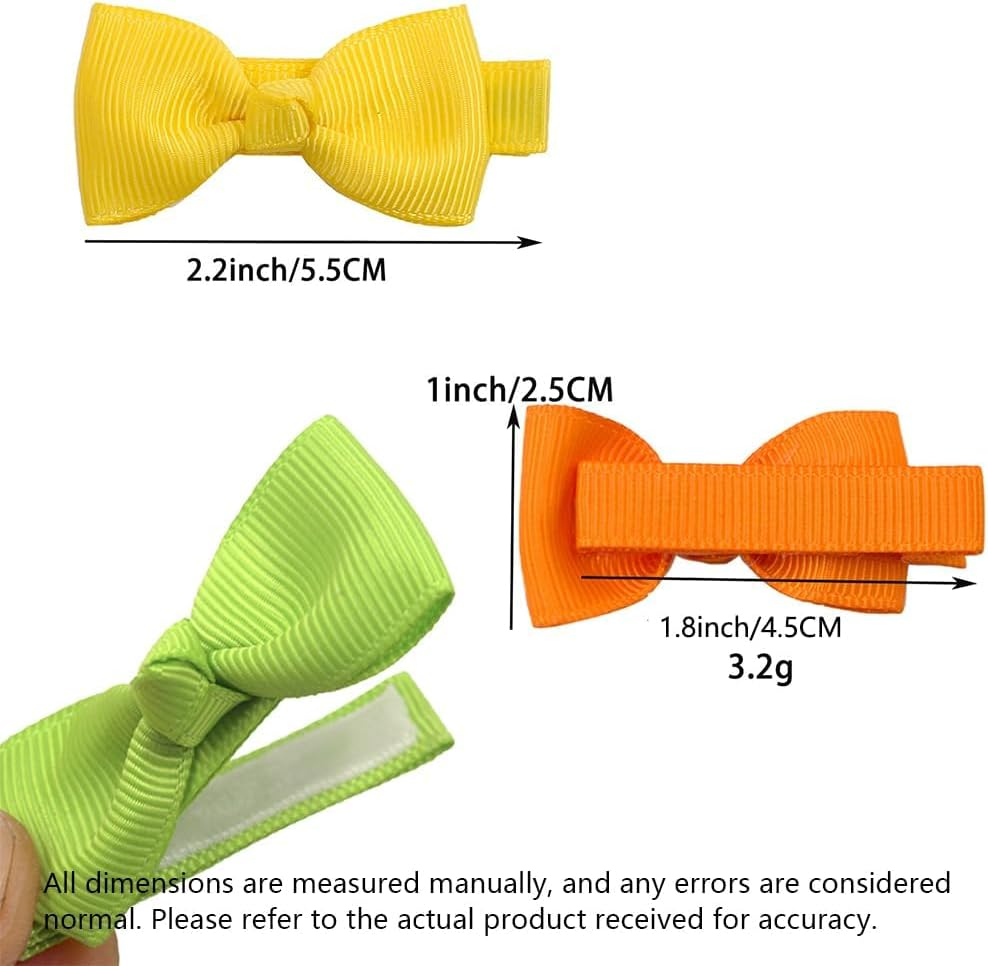 50 Pcs 2Inch Mini Bow Hair Clips for Baby Grils Fine Grosgrain Ribbon Clips Tiny Bow Non-Slip Hair Barrettes with Cute Bows Clips