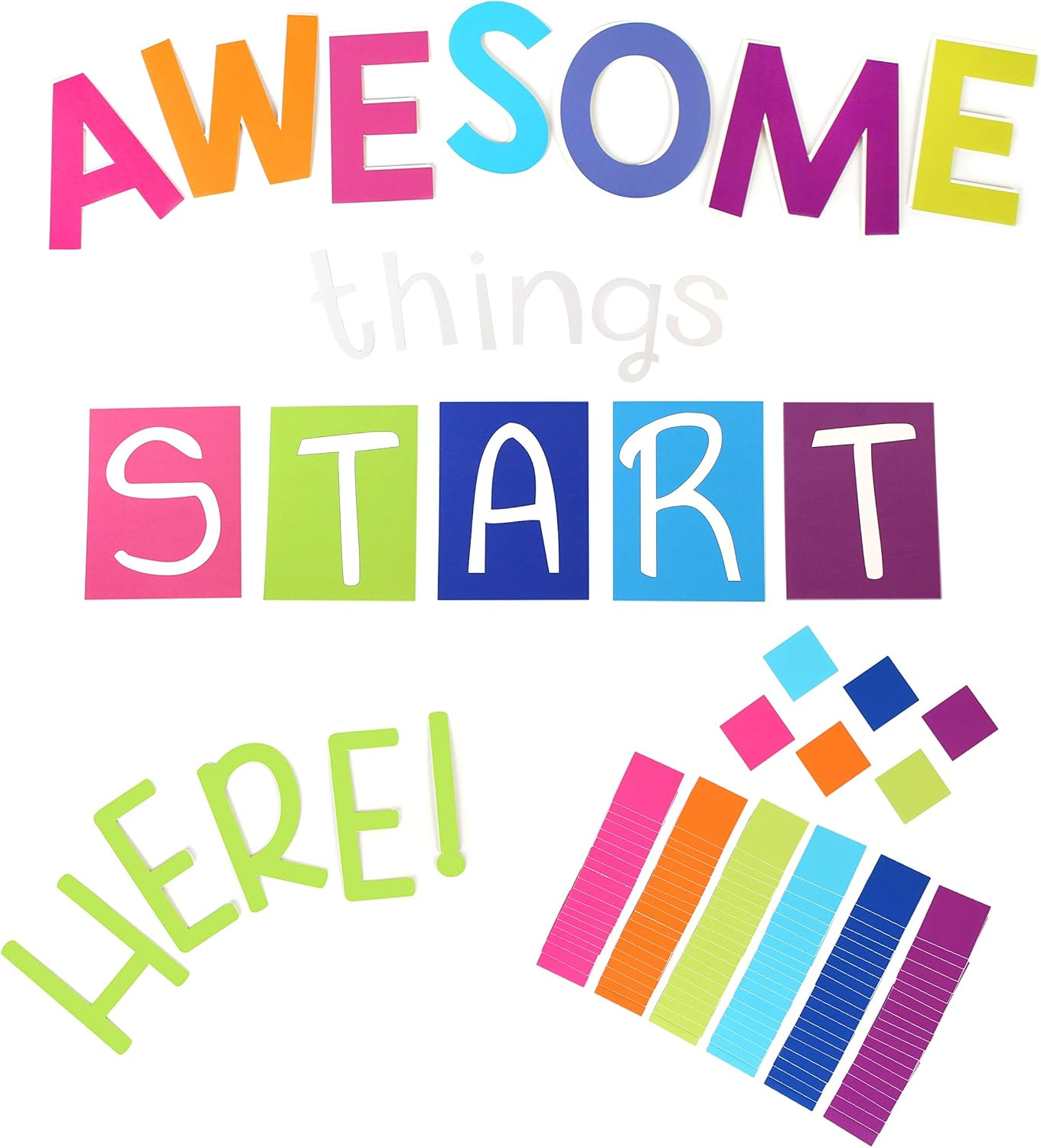 Lush Learning Motivational Classroom Door Decoration and Bulletin Board Set, Ready to Use, Colorful Design- Awesome Things Start Here! image number 5