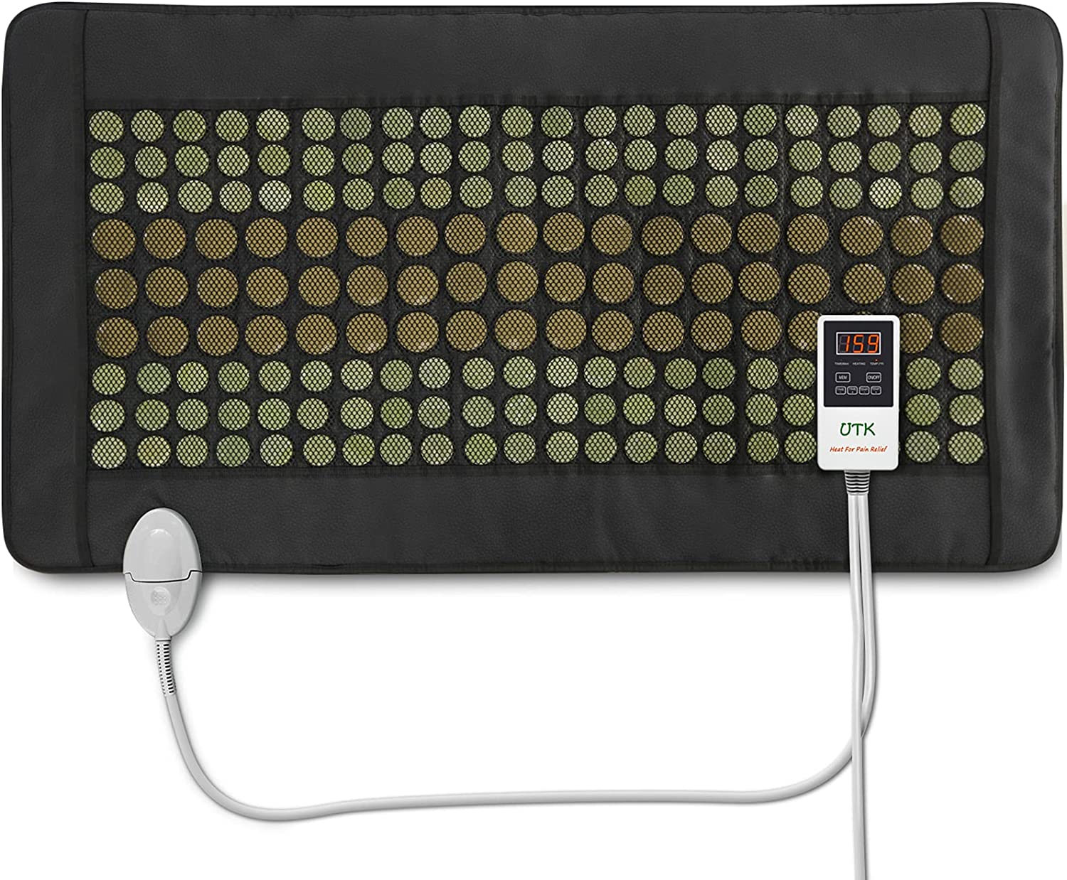 UTK Far Infrared Heating Pad for Back, 5X Deeper Relaxation for Full Back, Thigh, Hip, Muscle, Hotter to 159℉, Weighted Electric Mat with Jade Tourmaline Stones, 21" X 38" Extra-Large Size