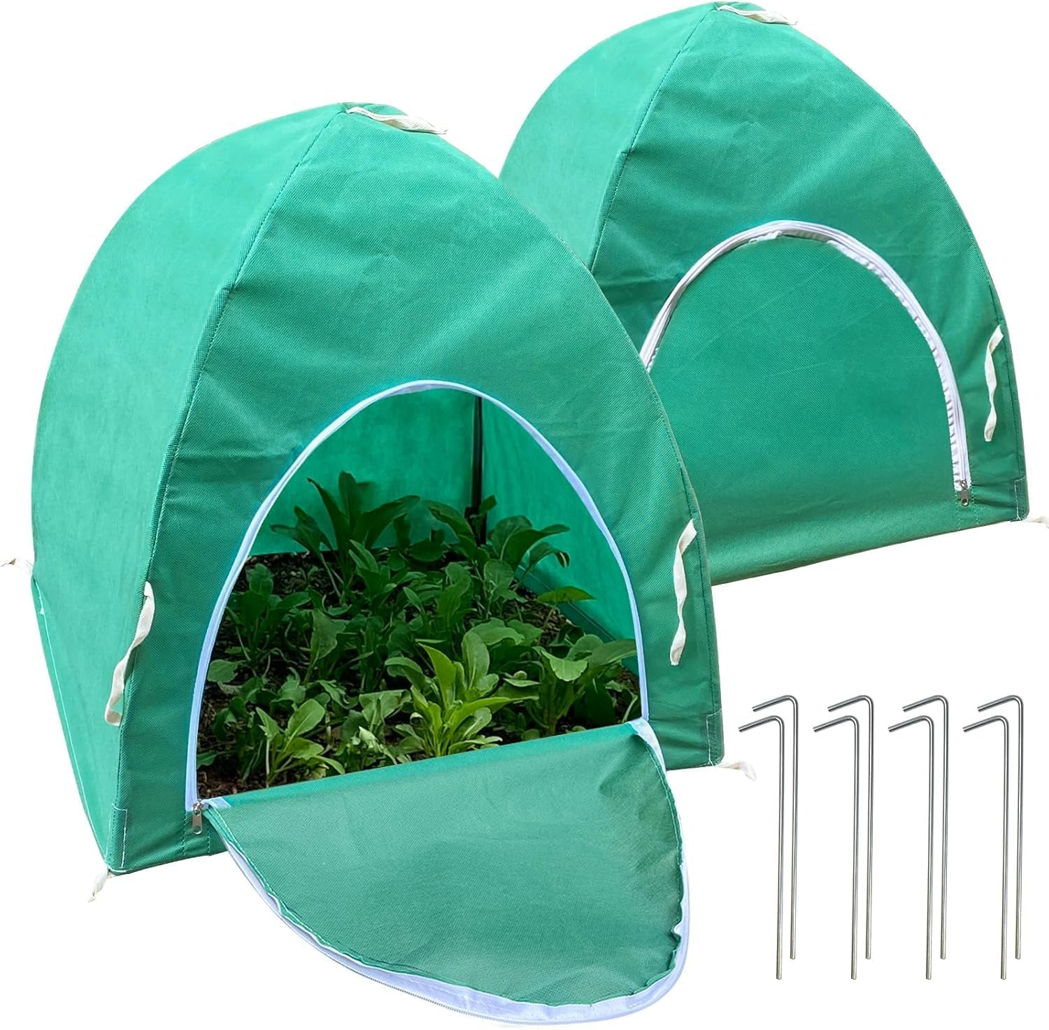 Rifny Plant Covers for Winter, 56 X 56 X 56 Cm Shrub and Rose Bush Freeze Protection with Zipper and Stakes &ndash; Frost Cloth for Outdoor Potted Plants, Deer and Rabbit Barrier 2 Pack image number 2
