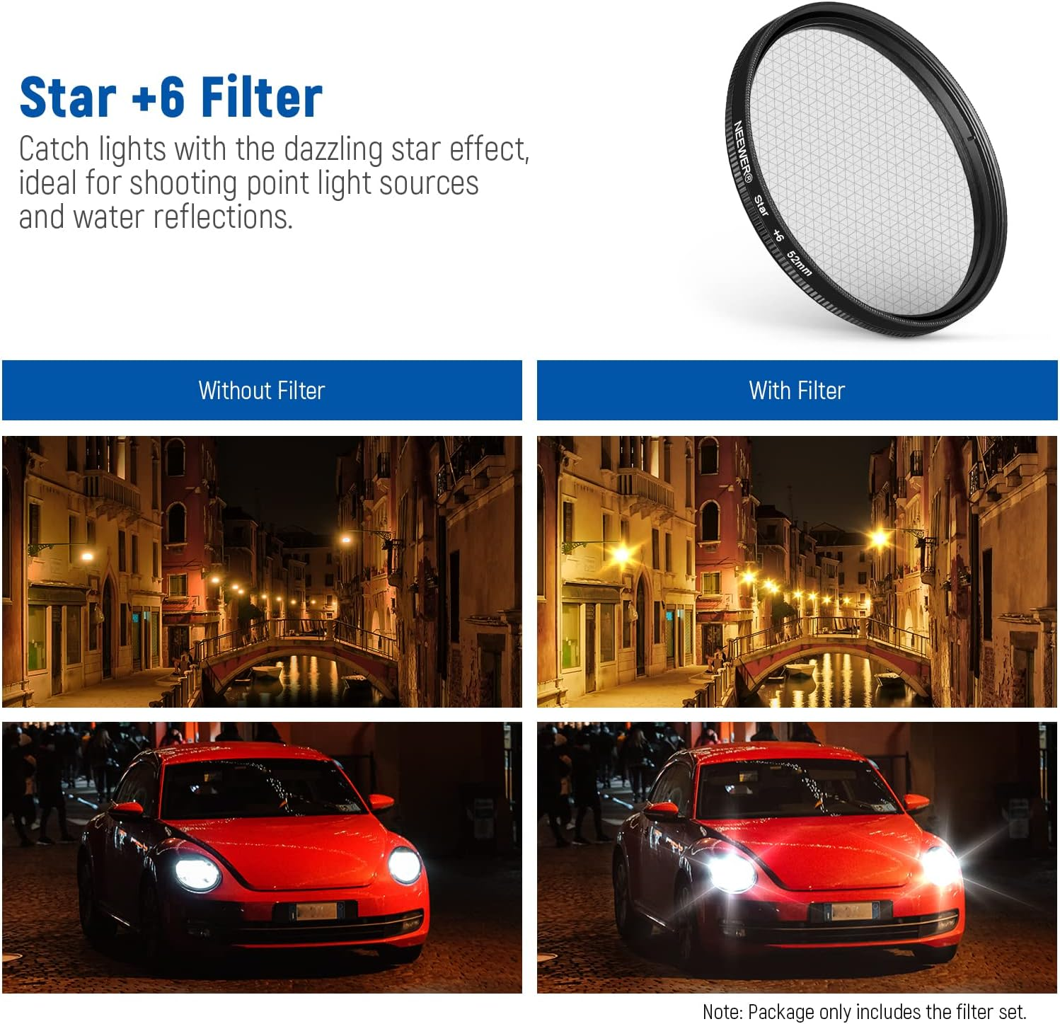 NEEWER 52Mm ND + CPL + Star + 4 Graduated Color Filter Set with Phone Lens Clamp Compatible with Iphone 17 16 16E 15 14 Pro Max plus Canon Nikon Sony Camera