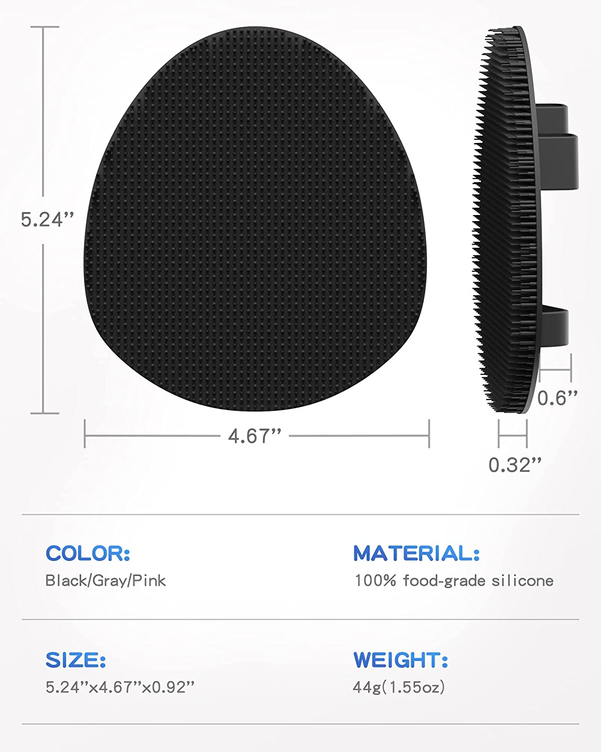 Manmihealth Soft Silicone Shower Brush, Super-Lathering Body & Face Brush, Gentle Exfoliating Cleaning Glove for Baby,Sensitive,Dry and All Skin Types (Black X 1) - Black+Pink image number 4