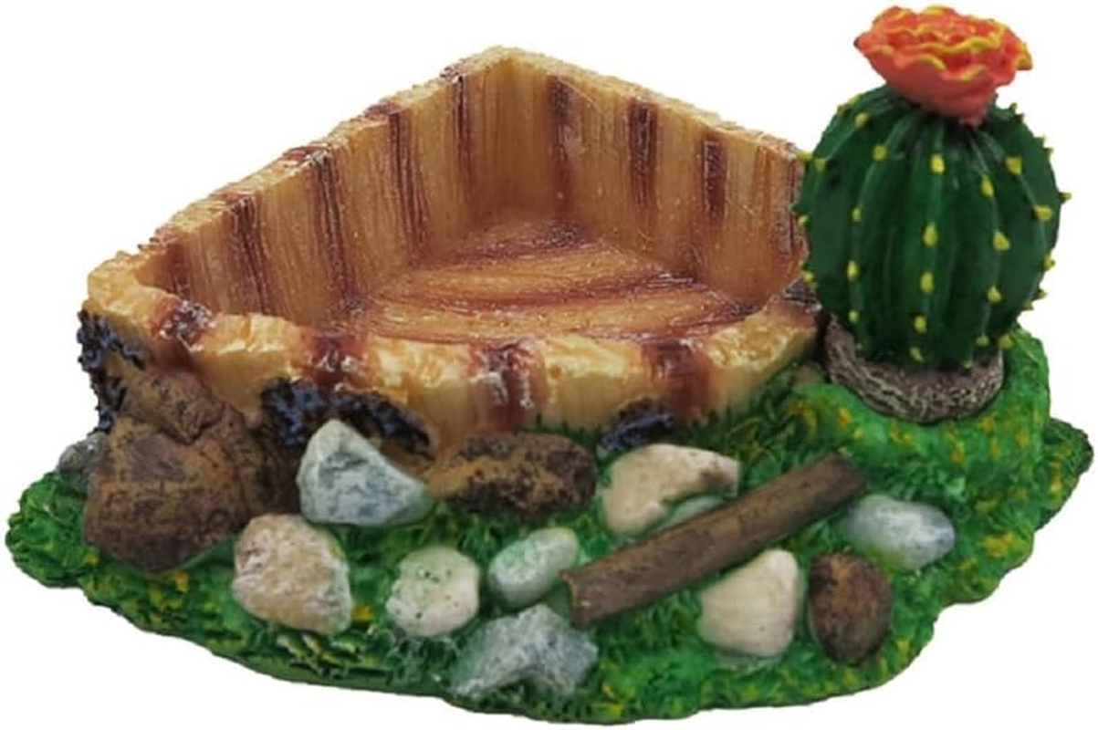 Reptile Amphibian Tortoise Lizard Frog Water Dish Food Feeder Cactus Corner Bowl (Style1, One Size) image number 4