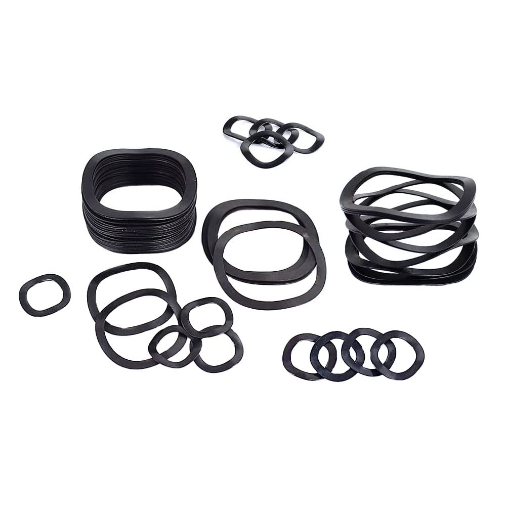 Washers Assorted, 320Pcs Carbon Steel Wavy Wave Crinkle Spring Washers, Compression Type Wavy Wave Crinkle Spring Washers Assortment Kit