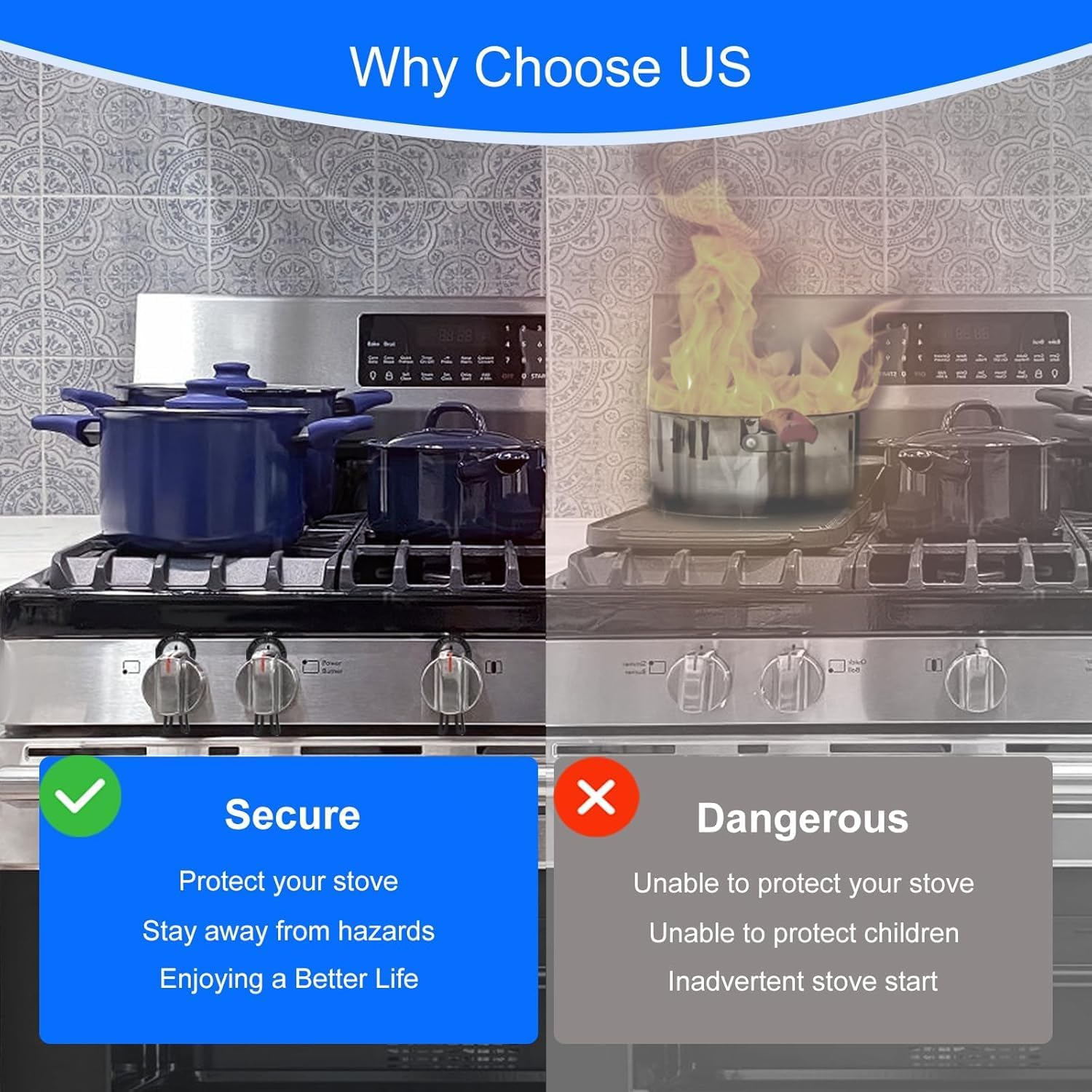 5 PCS Universal Stove Knob Covers for Child Safety, Heat-Resistant Gas Oven Knob Locks with Strong Adhesive, Baby Proofing Stove Guard to Prevent Kids & Pets from Turning On image number 2