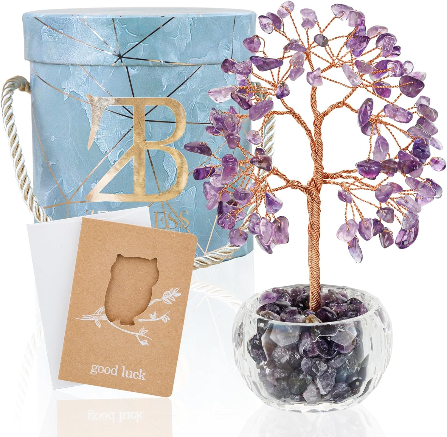 Zenbless Aventurine Healing Crystal 7 Chakra Tree of Life Money Bonsai Figurine Feng Shui Reiki Spiritual Decor & Accessories for Home Office Desk, Good Luck Gifts