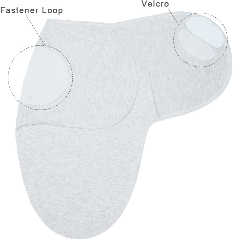 Bluesnaill Adjustable Baby Cotton Swaddle, Ultra Soft Newborn Cozy Receiving Blanket (3 Pack,0-3 Month) (Heather Grey) image number 1