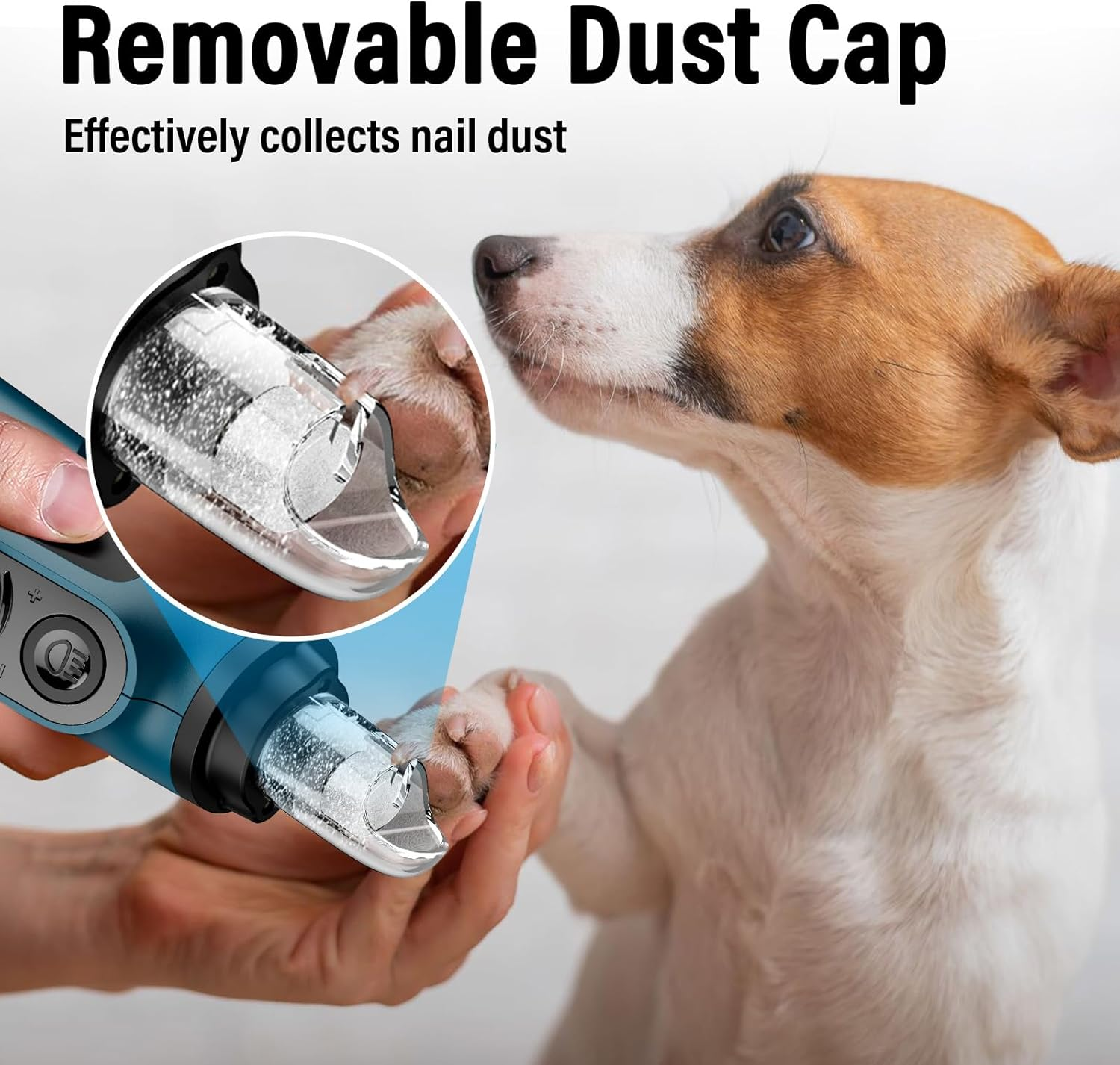 Casfuy Smart 6-Speed Dog Nail Grinder - 50% More Power Pet Nail Grinder with 2 LED Lights Quiet Rechargeable Electric Dog Nail Trimmers File Toenail Grinder for Large Medium Small Dogs & Cats (DB) image number 5