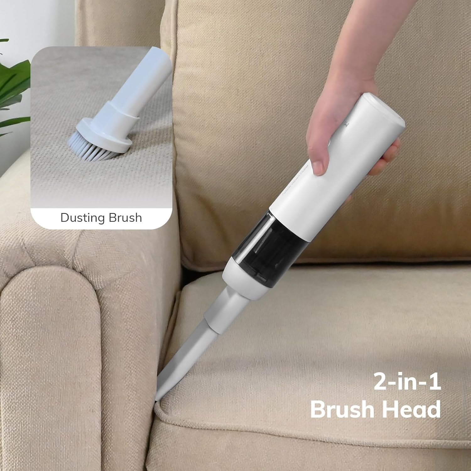MIUI Handheld Vacuum Cleaner 10000PA Cordless Handheld Vacuum Brushless Motor Blow & Suction 2 in 1 Mini Hand Held Vacuum with Type-C Fast Charging 0.8Lb Light Weight for Car,Home,Office, Pet, White image number 5