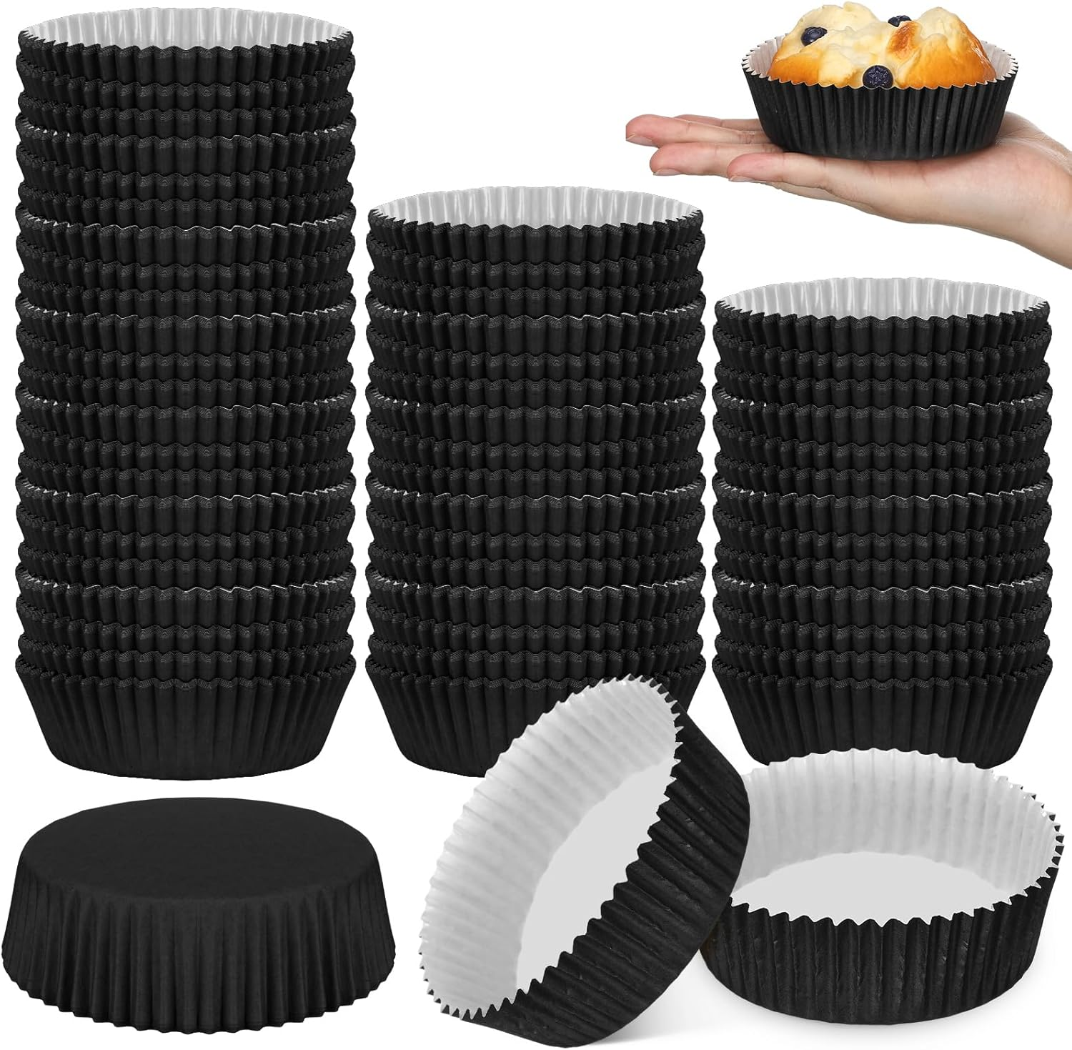 Uiifan Disposable round Cupcake Liners Paper Baking Cups Wrappers Cupcake Paper Microwave Oven Safe Bakeware Mold for Snacks Cakes(Natural,50 Pack)