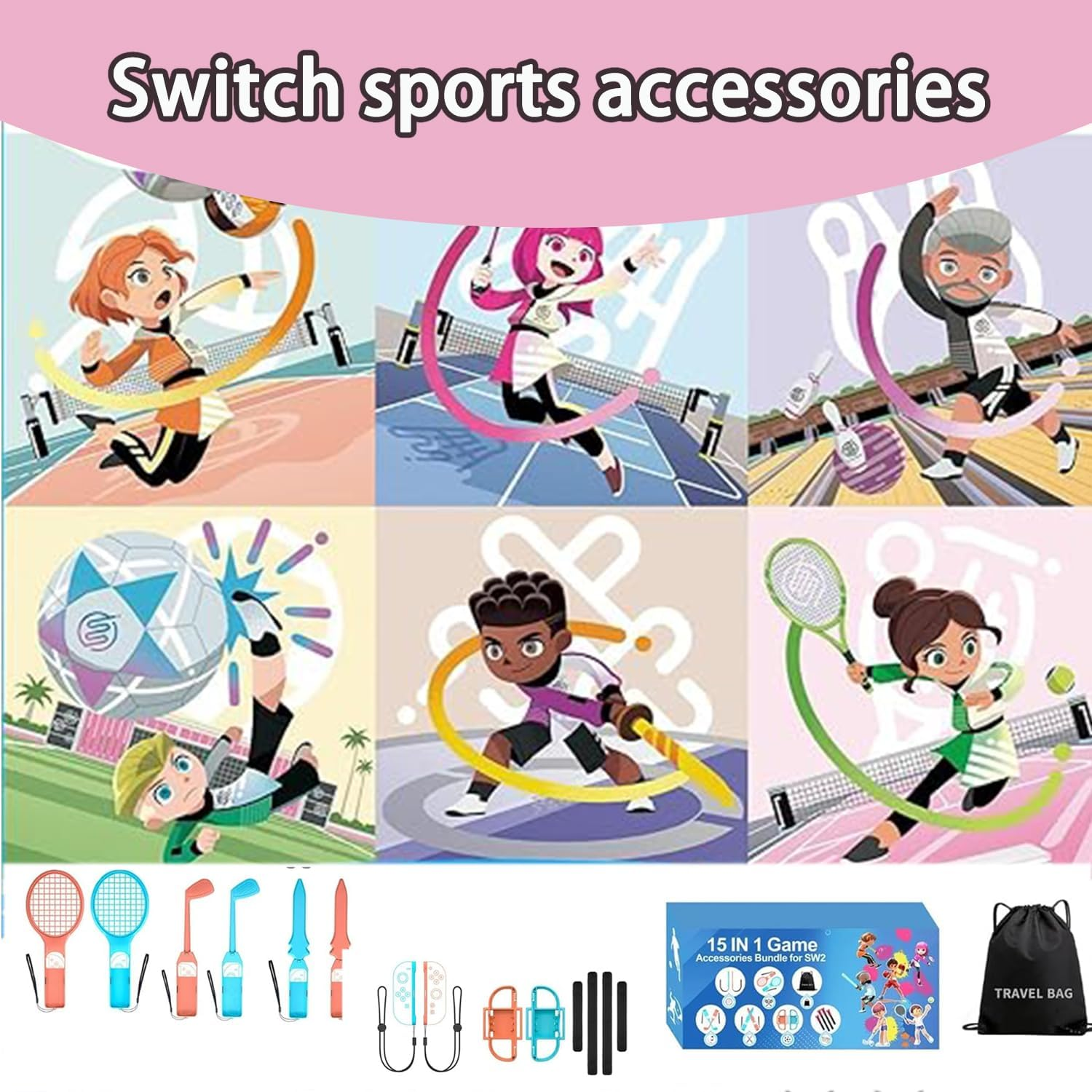 Roczential 15 in 1 Sports Accessories Bundle Compatible with Nintendo Switch image number 1