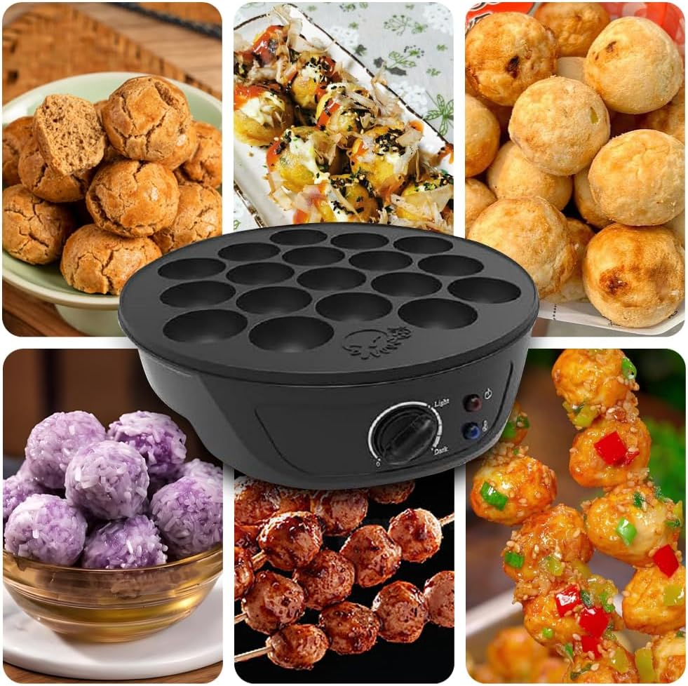 Kitment Electric Takoyaki Maker with Temperature Control, 18-Hole Octopus Ball Maker Machine for Japanese Takoyaki, Cake Pops & Mini Pancakes, Includes Tools, AU Plug