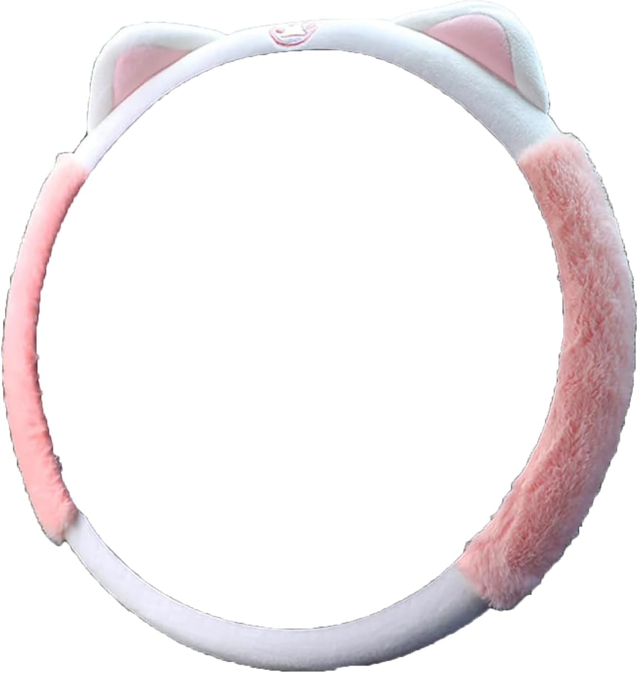 Fluffy Plush Car Steering Wheel Cover for Winter, Cute Kitty Cat Ears Design, Universal 15-Inch, Elastic & Anti-Slip, Warm and Cozy Car Accessory (Pink) image number 2