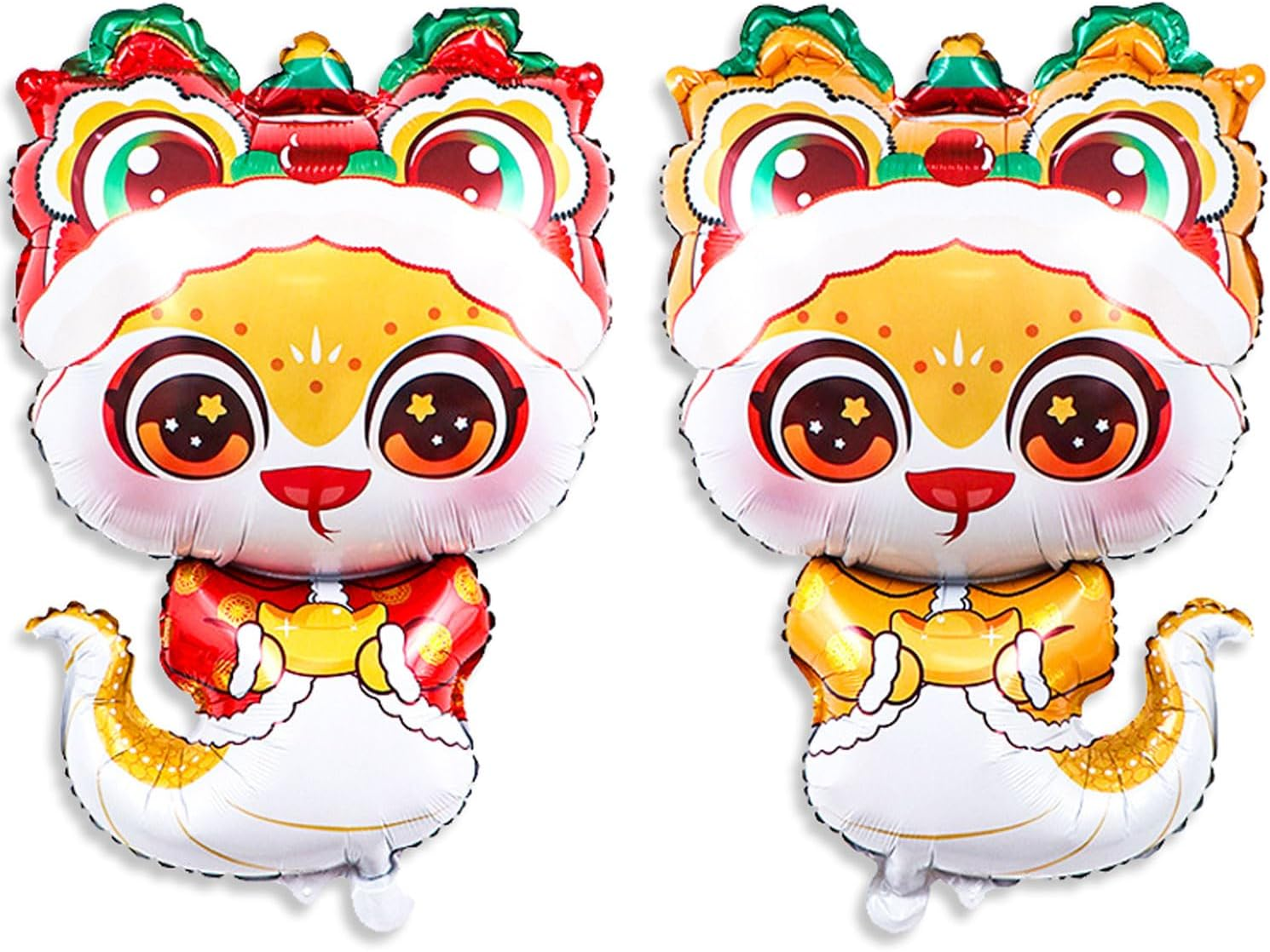 Red Gold Chinese New Year Balloons, Cute Lion Dance Hat Snake Balloons for Chinese Year of the Snake Decoration Lunar New Year Decorations 2025 image number 5