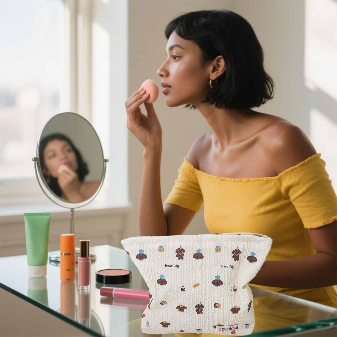 CATOR Cosmetic Bag Women'S Small Make up Bag Makeup Bag Toiletry Bag Travel with Zip for Women Girls (Dog Model) image number 3