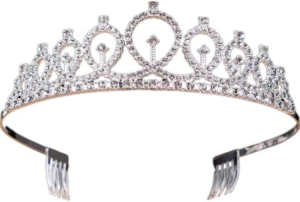Birthday Crystal Queen Comb Headband for Women and Girls, Princess Rose Hair Rhinestone Accessories for Wedding Prom Birthday Halloween Costume (Silver, One Size) image number 2