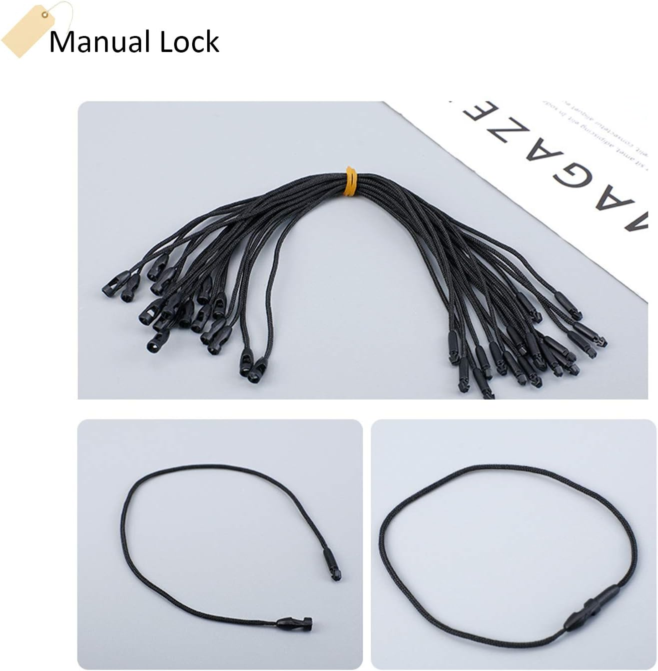 1000Pcs 7.5-Inch Hang Tag Nylon String, Easy and Fast to Attach, Nylon Snap Lock Pin Loop Fastener Hook Ties for Clothes Tags, Price Tags, Shoes Snap Lock, Luggage Label (Black) - White image number 3