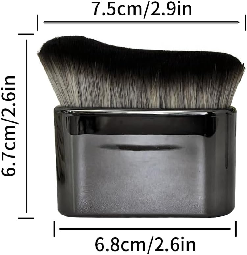 2PCS Body Tanning Brush Siren Makeup Brush ，Large Kabuki Foundation Body Makeup Brush for Fake Tan Face,Body & Leg Makeup(Rose Gold, Bright Black) - Black image number 3