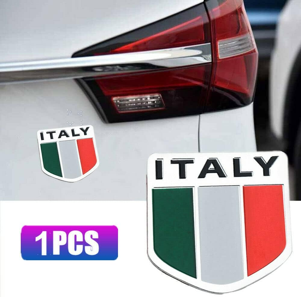 AIMALL Flag of Australia Germany Aluminium Car Emblem Badge Decal Sticker 5X5Cm (1.97X1.97In) &ndash; Weather-Resistant Vehicle Sticker, Durable Aluminium Alloy - Italy image number 5