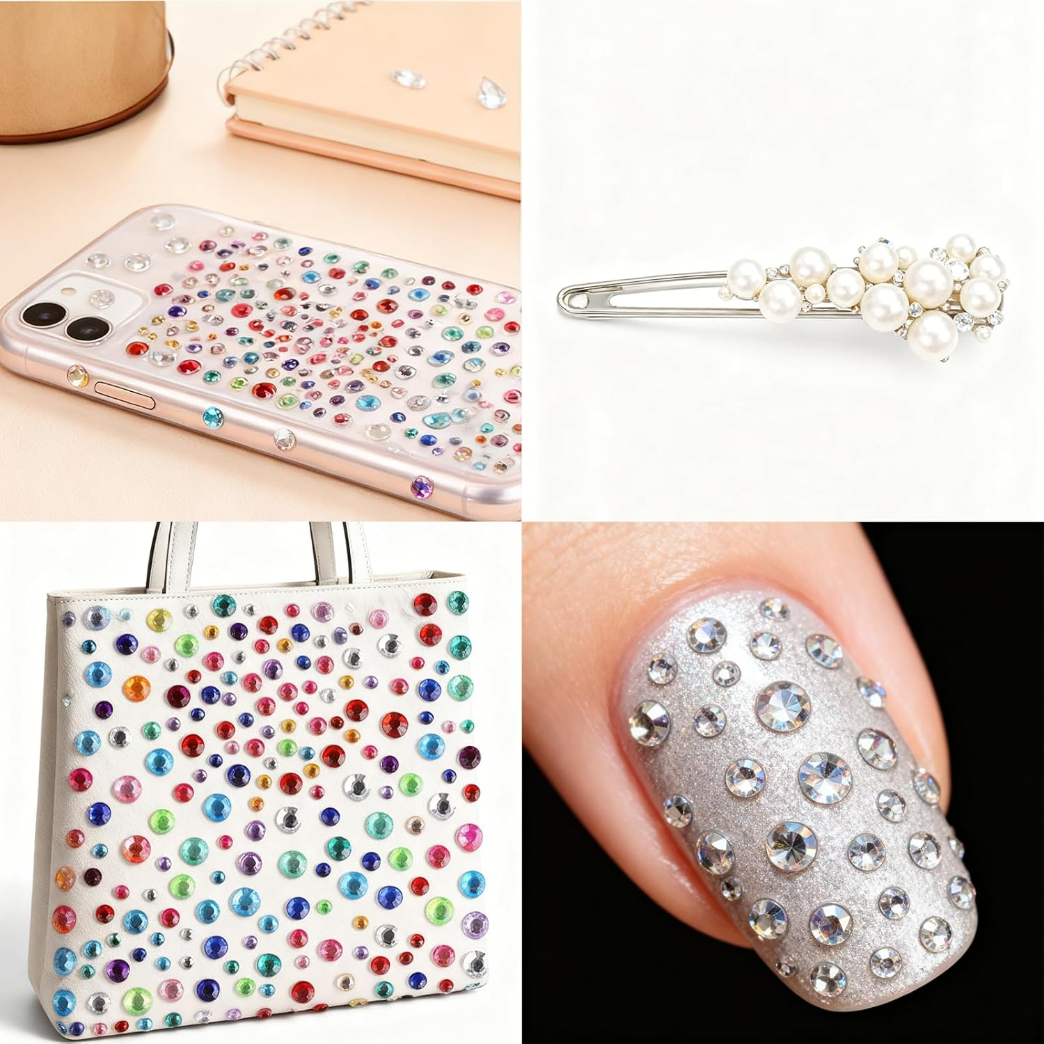 Jeyzuroa 5Pcs Gems Rhinestone Stickers, Self Adhesive Rhinestones Nail Stickers for Makeup, Festival, Hair, Eye, Body, Crafts image number 5