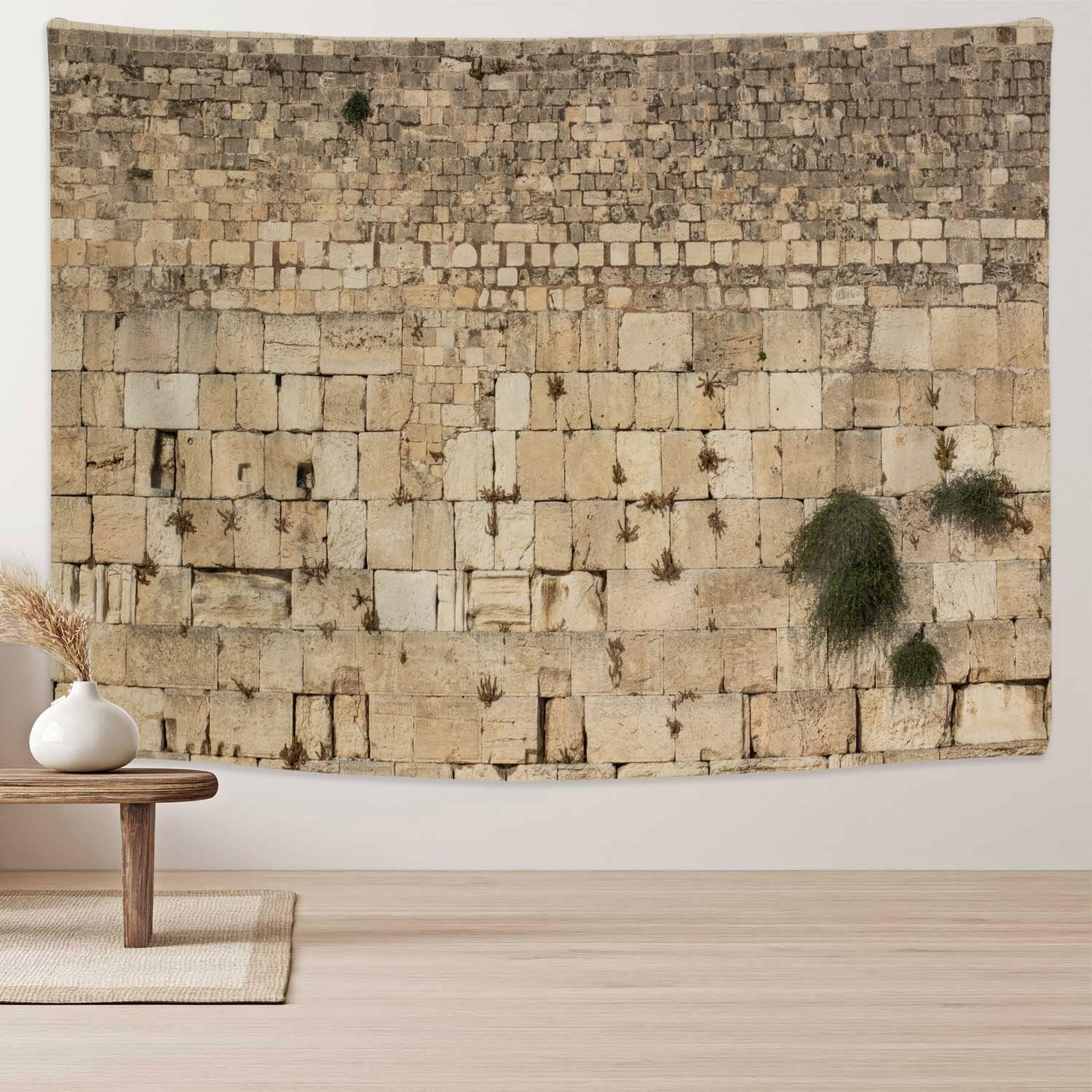 Western Wall Jerusalem City Tapestry Wall Hanging, Kotel Sukkah Decor West Wailing Wall Tapestries for Bedroom Living Room Dorm Office Ceiling Room Wall Art Deocr Stone Wall Blanket Posters 60X40IN