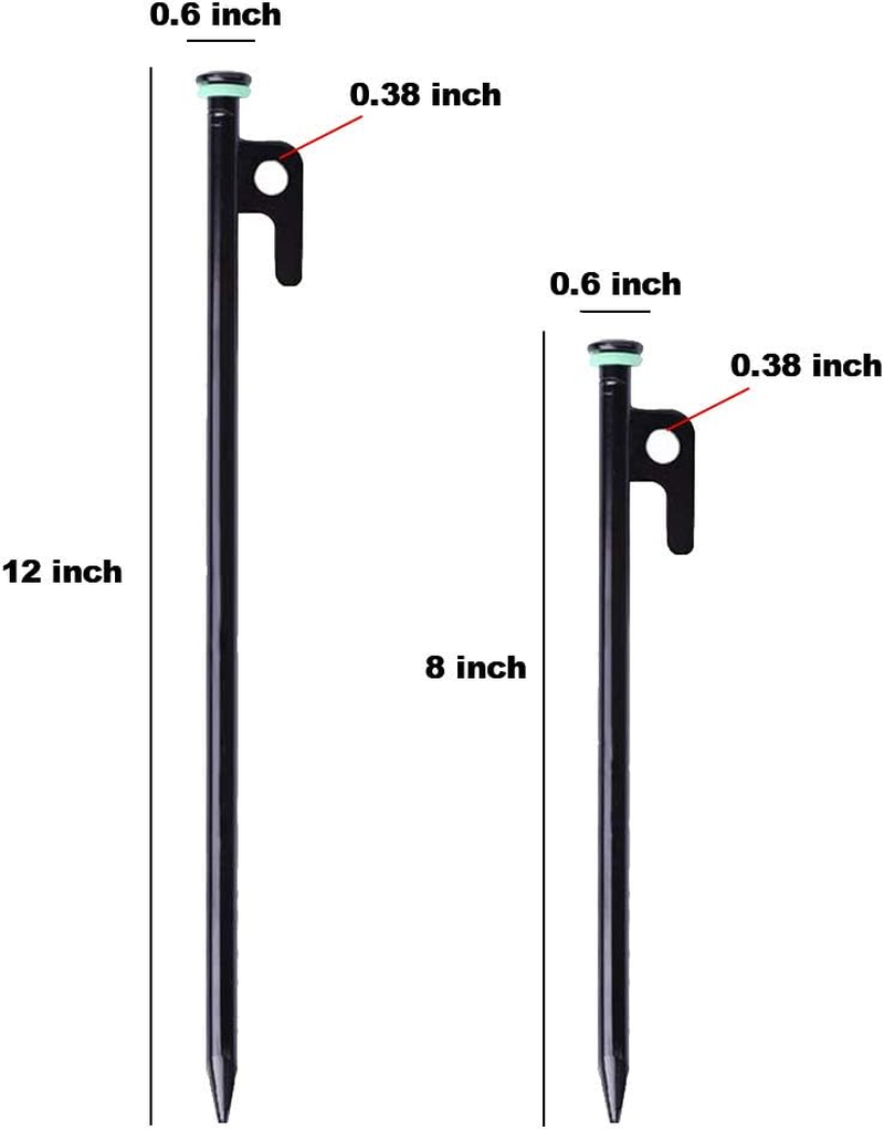 Yiliaw Tent Stakes, Heavy Duty Camping Stakes 12-Inch/8-Inch- Forged Steel Tent Pegs Camping Stakes for Rocky/Hard Places
