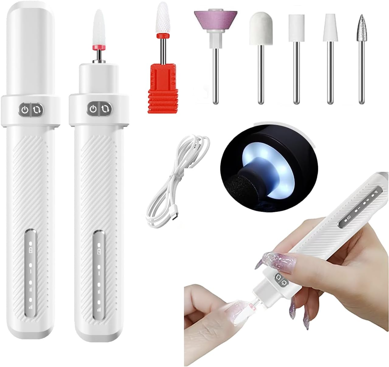 ECOMUSE Electric Nail File , Professional Kit, Nail Drill Machine with LCD Display, Manicure Pedicure Polishing Acrylic Gel Nail Grinder for Salon, Cordless Nail Drill for Home Use. image number 6