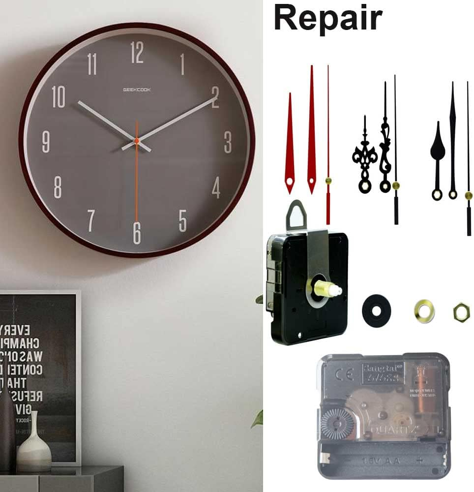 2 Sets Clock Mechanism Kit, Silent Quartz Clock Movement Mechanism with Different Clock Hands, DIY Wall Clock Mechanism Parts Motor Replacement DIY Repair Parts, Battery Operated image number 1