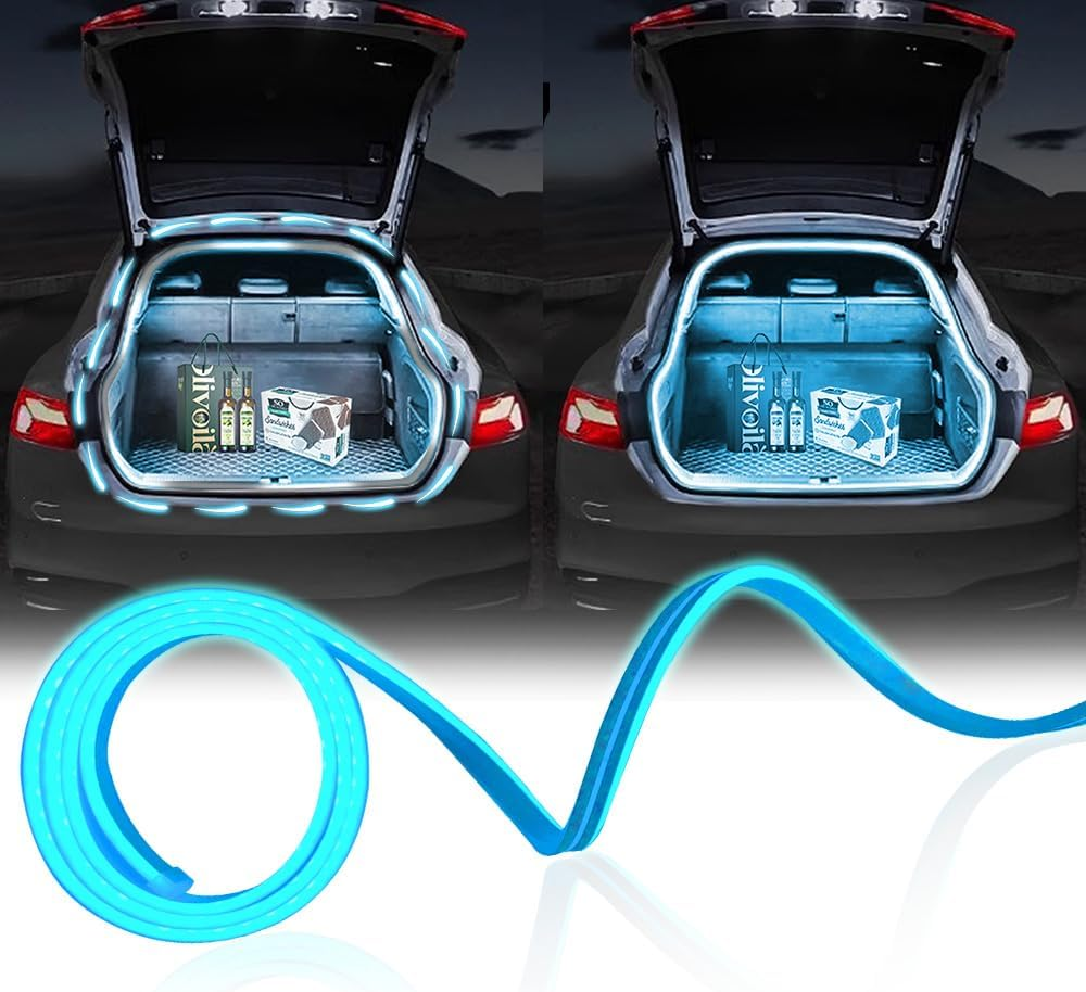 Upgrade Dynamic Flowing Car LED Trunk Light Strip, 158Inch Universal Flexible Cutting Silicone Waterproof Neon Lights Strip, 12V Interior Ambient Lighting for Cars Suvs(White)