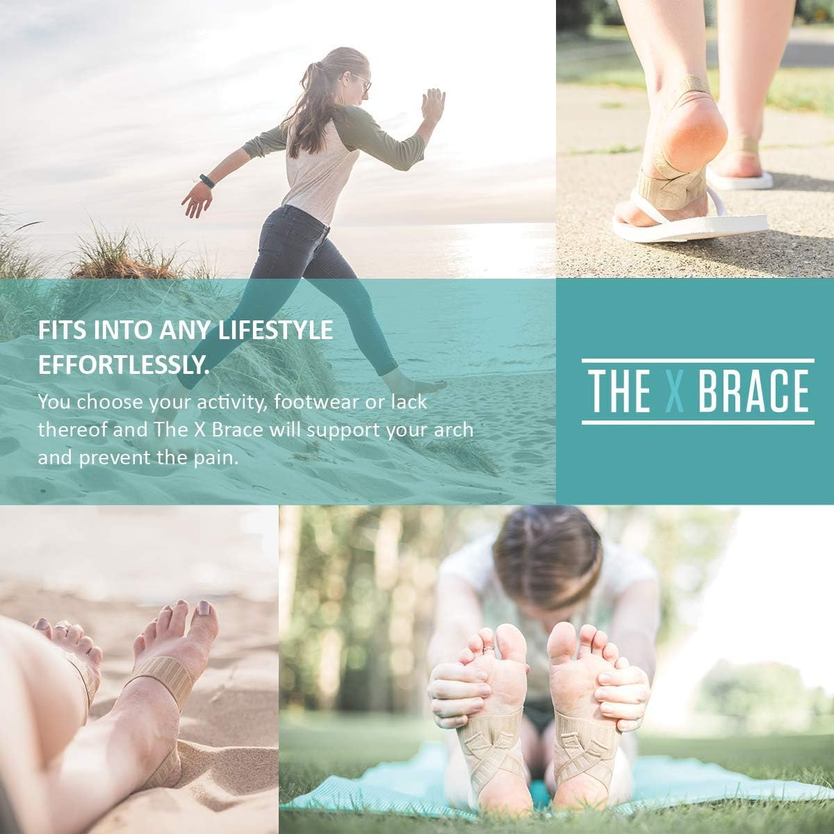 X Brace (Pair) &ndash; Arch Support Brace and Compression for Sever&rsquo;S Disease, Plantar Fasciitis, Flat Feet, Fallen Arches, Over-Pronation and Heel Pain, Logo Free (S) image number 2