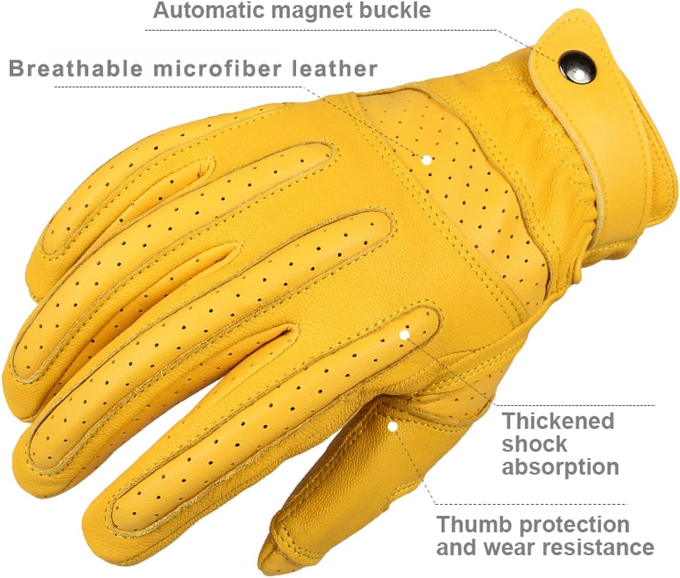 KANGYEBAIHUODIAN Mens Touch Screen Gloves Leather Motorcycle Glove Outdoor Sport Full Finger Cycling Mountain Bicycle Guantes Moto Gloves (Color : Yellow, Size : M)