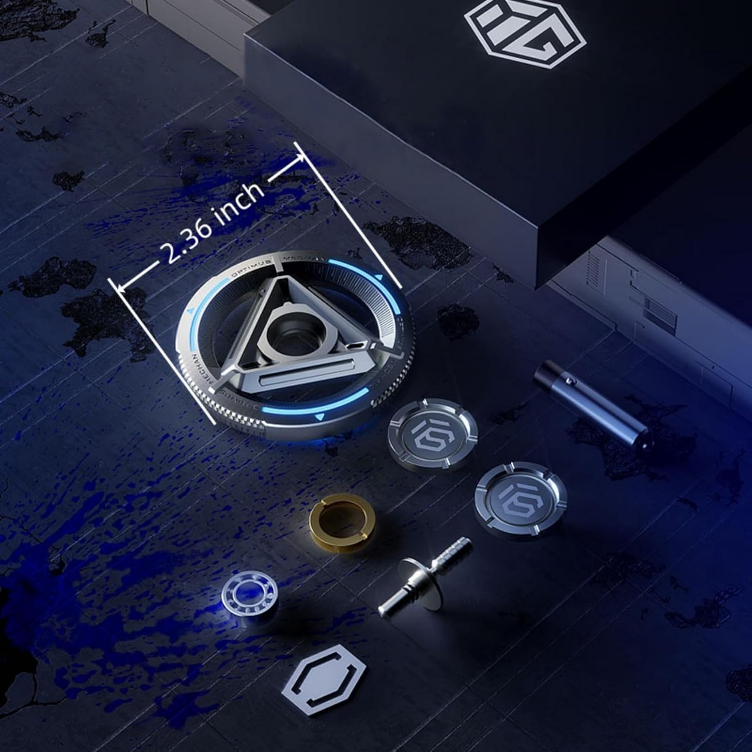 YIJO Fidget Spinner for Adults Big Heavy Metal Fidget Spinner Aswesome and Fast Fidget Spinner Longest Spinning with Stainless Steel Bearing R188 - Blue image number 3