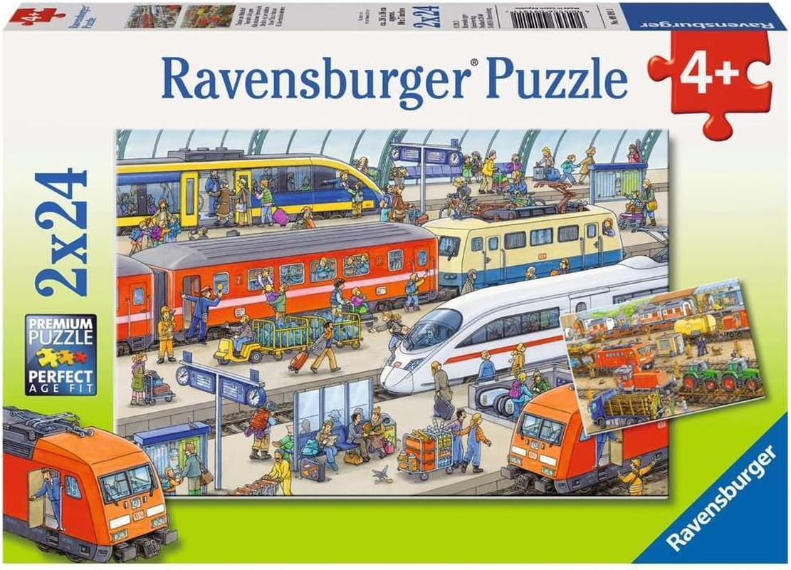 Ravensburger Kinderpuzzle - 09191 Trubel Am Bahnhof - Puzzle F&uuml;r Kinder Ab 4 Jahren, Mit 2X24 Teilen