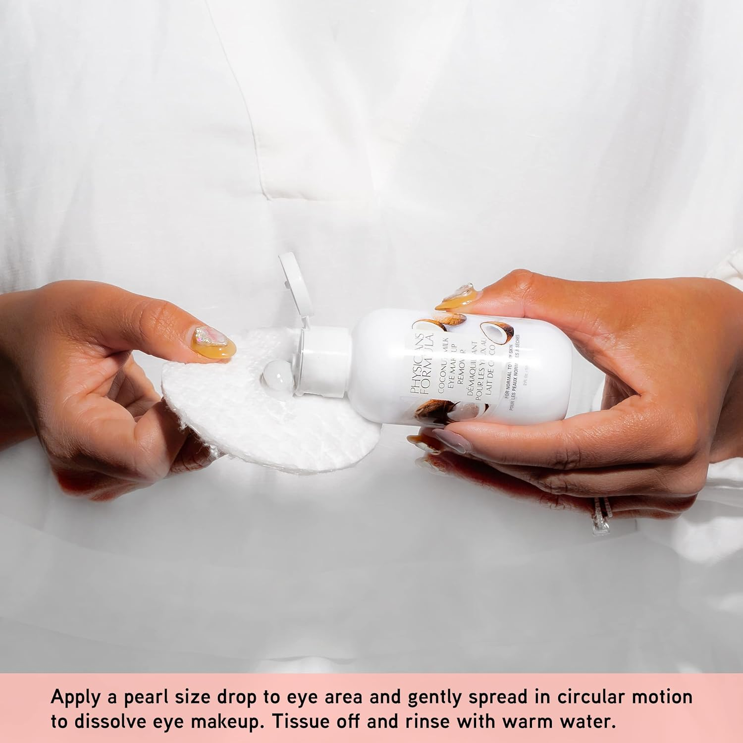 Physicians Formula Eye Makeup Remover Coconut Milk Waterproof Eye Makeup Remover, Dermatologist Tested, Oil-Free, for Sensitive Skin, 2 Fl Oz (Pack of 1) image number 1