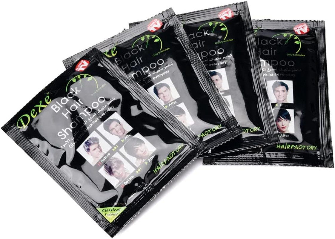 30 PCS Black Hair Shampoo 5 Mins Dye Hair into Black Herb Natural Faster Black Hair Restore Colorant Shampoo Treatment Restore Hair Shine, and Reduce Frizz, Regain Youth for Your Hair