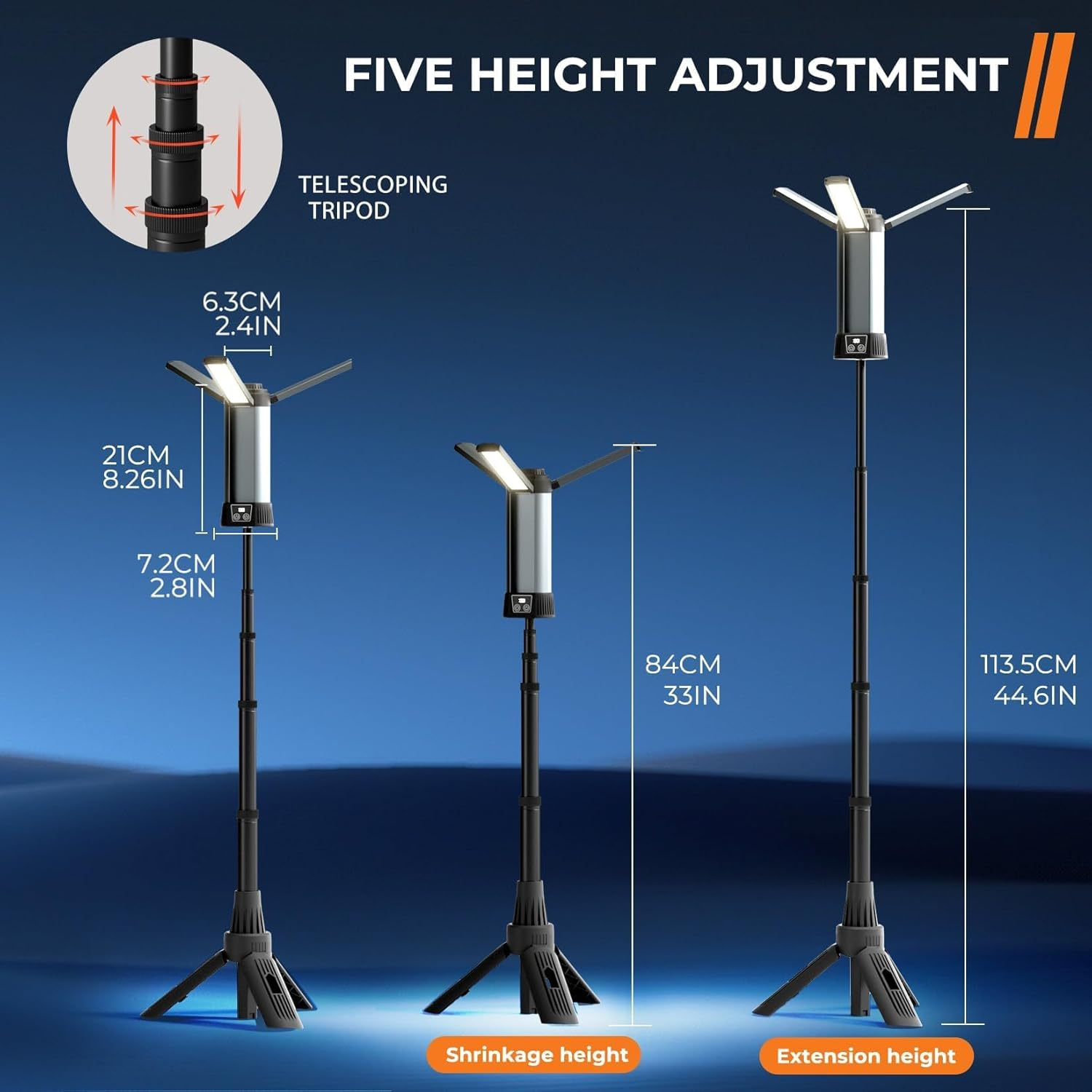 Rechargeable Work Light with Stand,Led Work Light with Portable Folding Stand,Battery Work Light for Cordless,2000Lumen Outdoor Camping Construction Lights with Carrying Bag