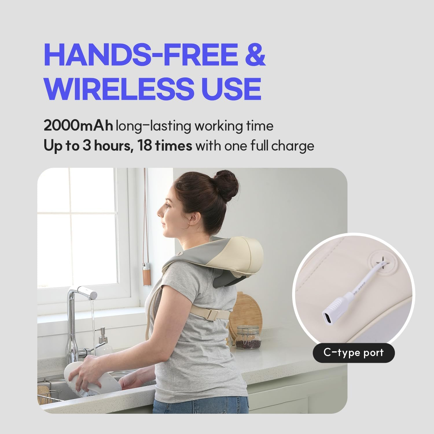 Hubicare Mini Shiatsu Neck and Shoulder Massager with Heat for Pain Relief Deep Tissue, Neck, Back, Shoulder, Leg Electric Kneading and Heating, Perfect Gifts for Men Women Dad Mom image number 3