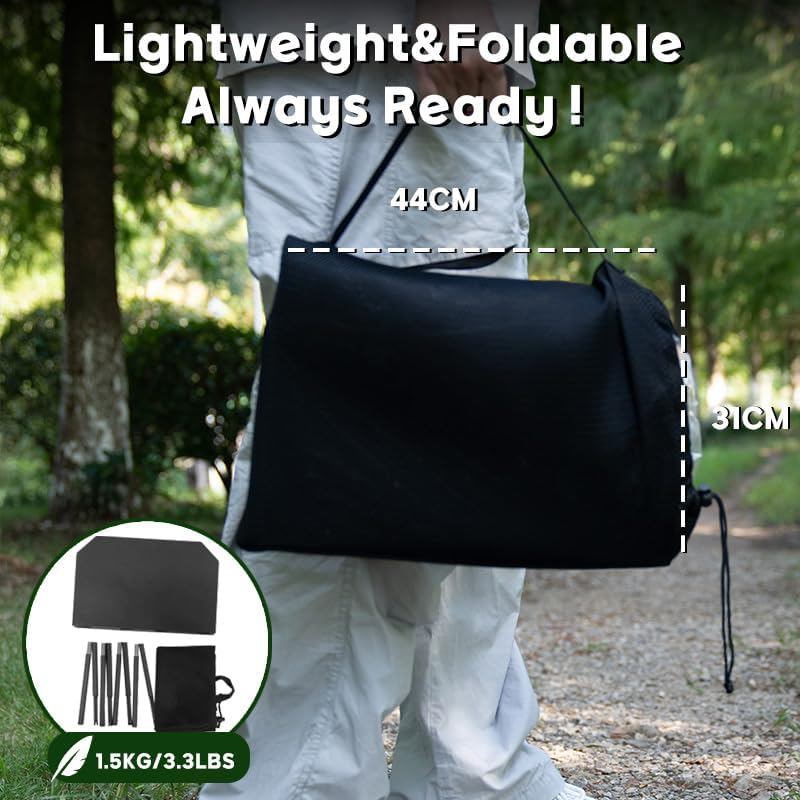 Portable Camping Table Foldable with Folding 6061 Aluminum Legs, 2-Panel ABS Tabletop, Lightweight Picnic Table with Carry Bag, High and Low Height Options for Outdoor Camping, Hiking, Bbq(Black)