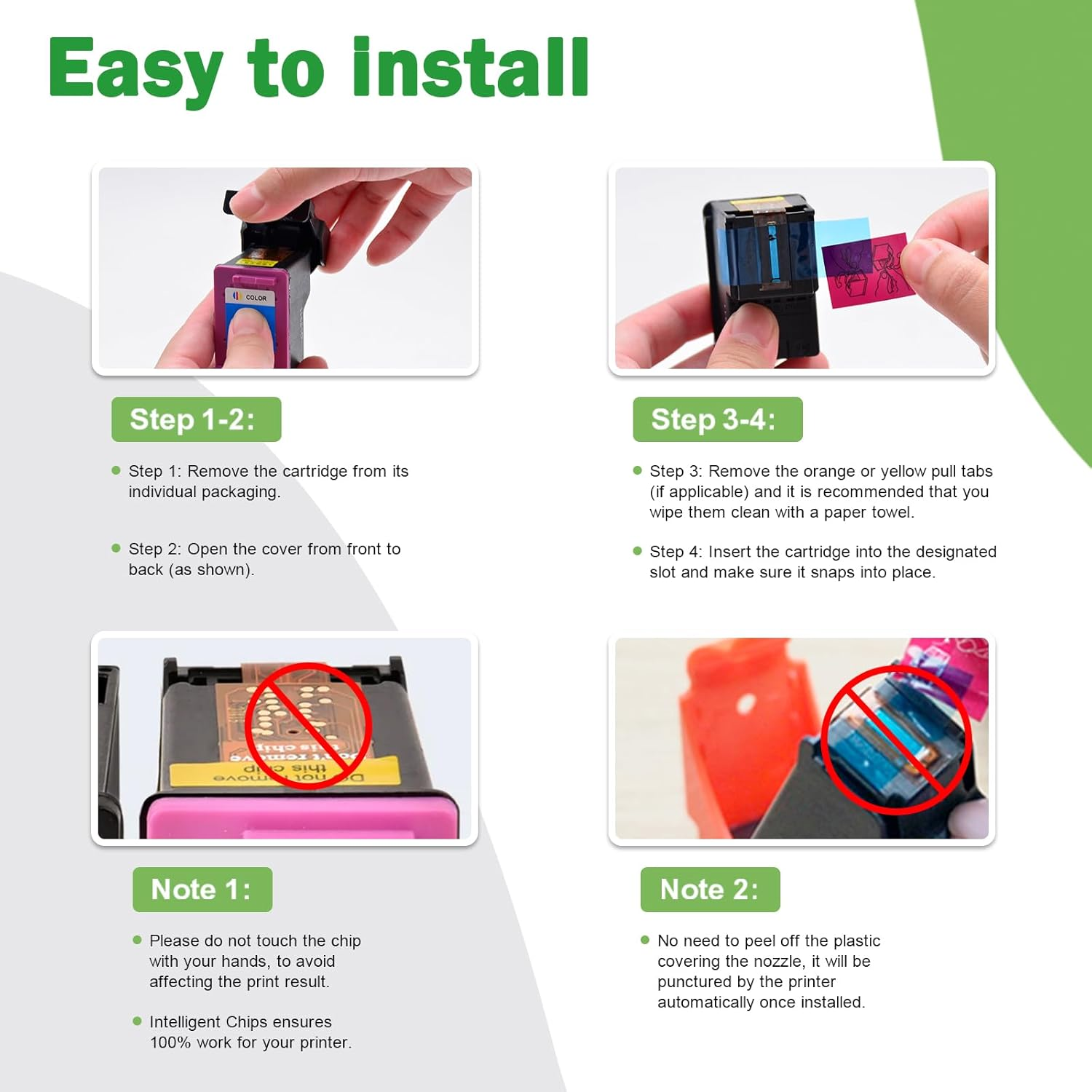 Greenark 67XL 67 XL Ink Cartridges for HP 67XL for HP Deskjet 2700 2720 2721 2722 2723 2330 2331 2332 Envy 2700 2720 2721 2722 6420 6020 Printer （2 Pack）