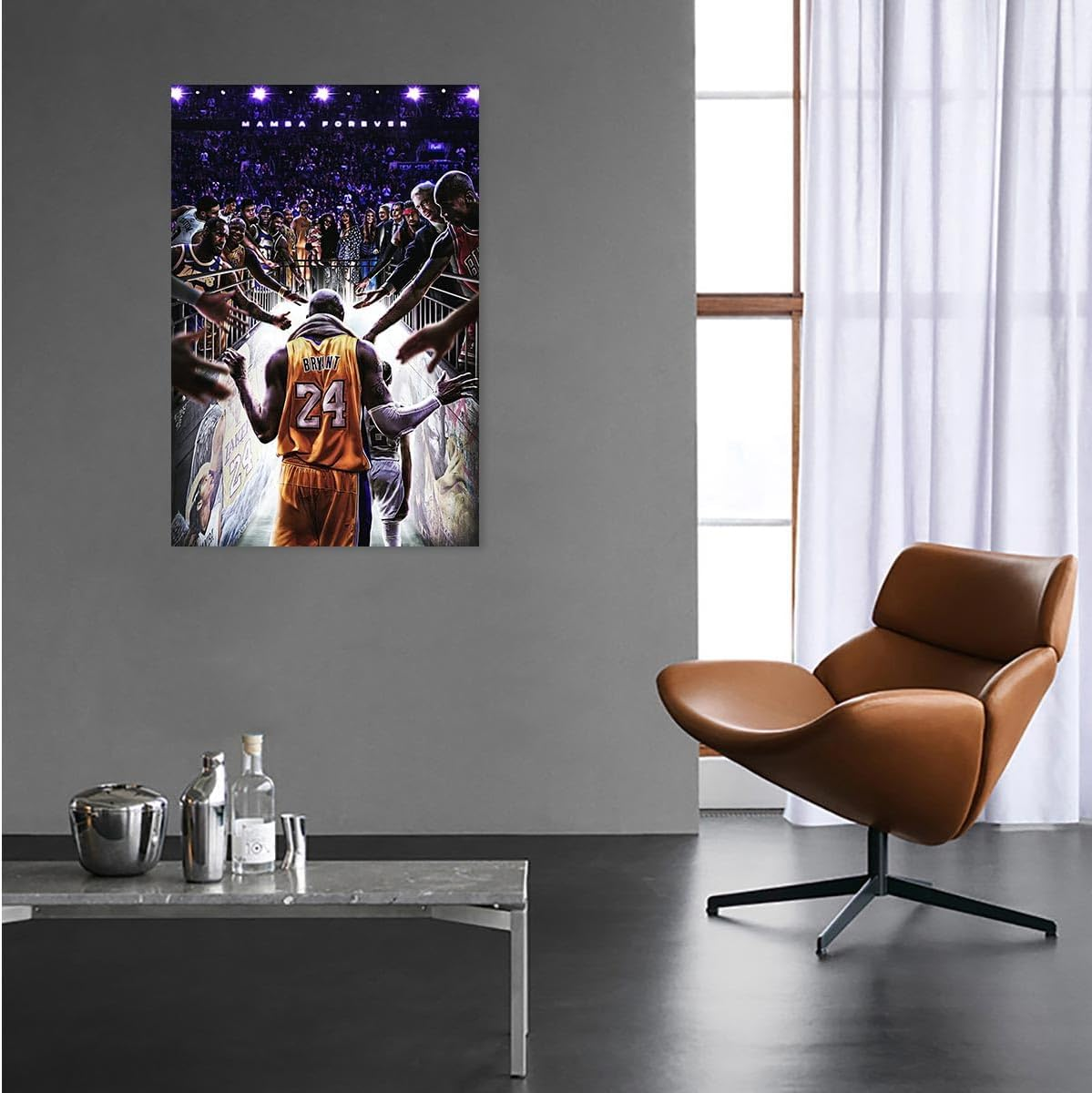 Kobe Canvas Wall Art Poster Kobe Gigi Legendary Basketball Player Posters Inspirational Sports Superstar Oil Painting Modern Room Aesthetic Wall Decor for Home Gym Bedroom Dorm 12X18 Inch Unframed image number 5