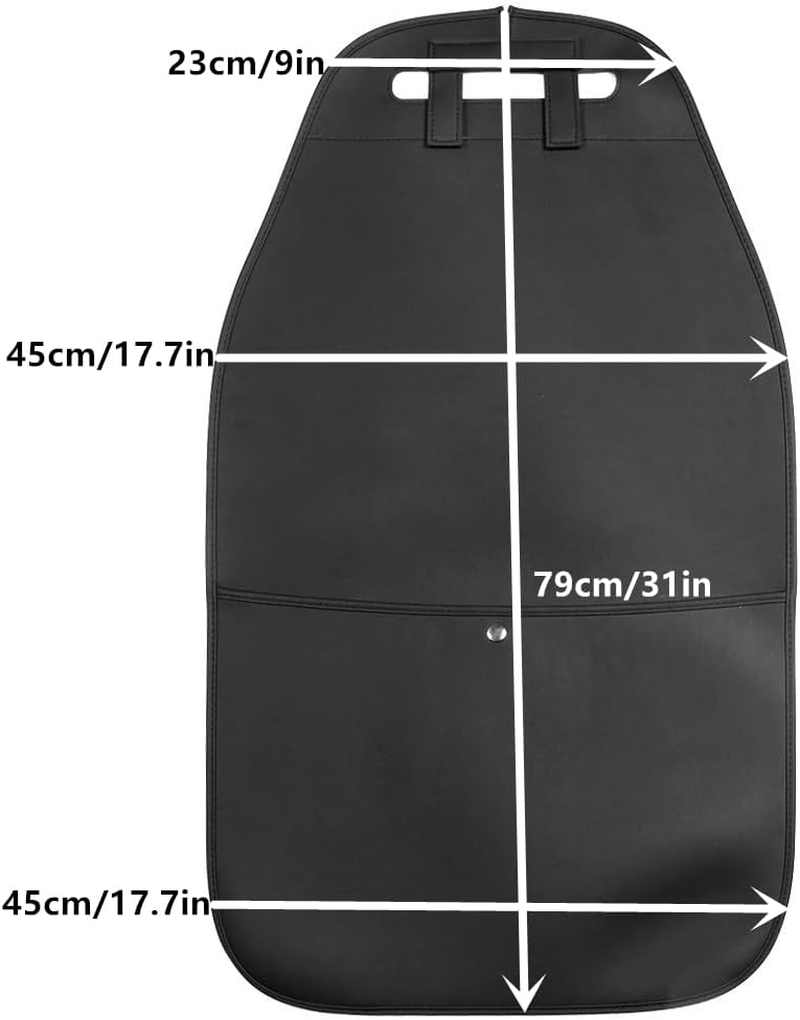 HCMAX 2 Pack Kick Mat Car Seat Back Protector Waterproof Easy to Clean Multifunctional Organizer Storage Bag Travel Accessory PU Leather Black image number 3