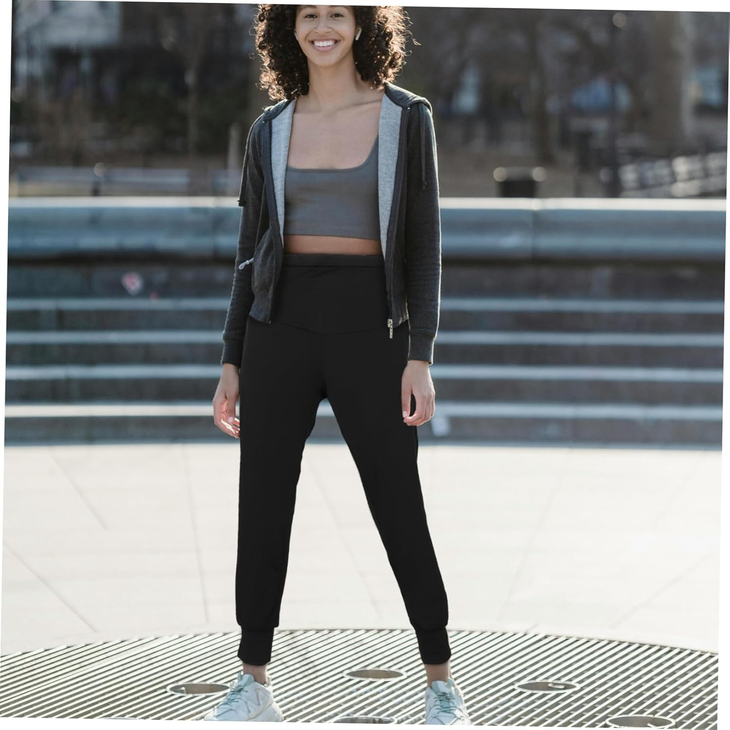 Baluue Maternity Yoga Pants Women High Waisted Seamless Leggings Pregnancy Workout Lounge Black L image number 5