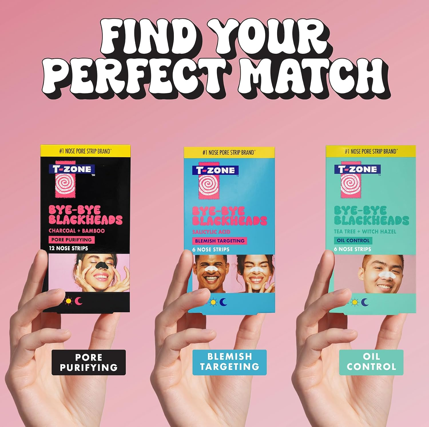 T-Zone Charcoal & Bamboo Nose Strips for Unclogging Pores & Removing Impurities X 12 Nose Strips image number 5