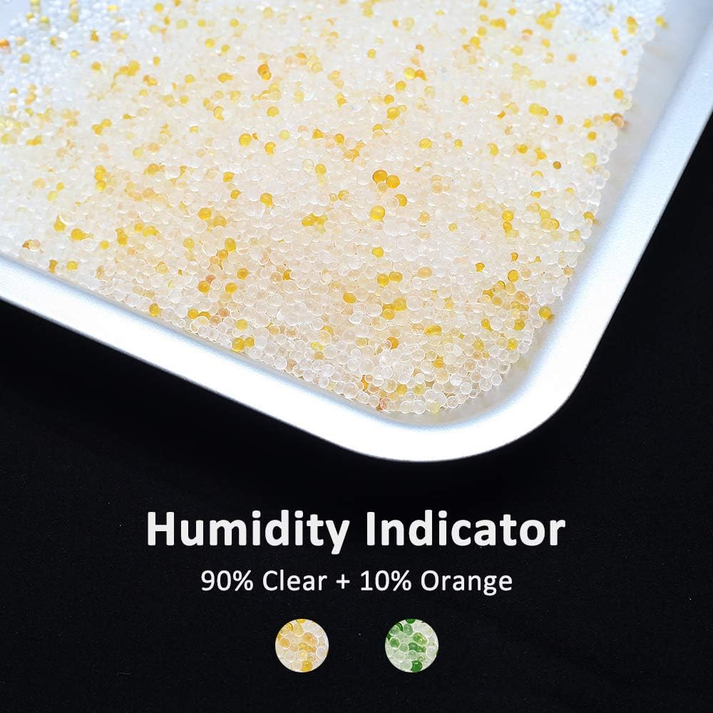 Wisedry [ 5 LBS ] Silica Gel Beads Reusable Color Indicating Rechargeable Desiccant Bulk with 10 Pcs Organza Drawstring Bags image number 1