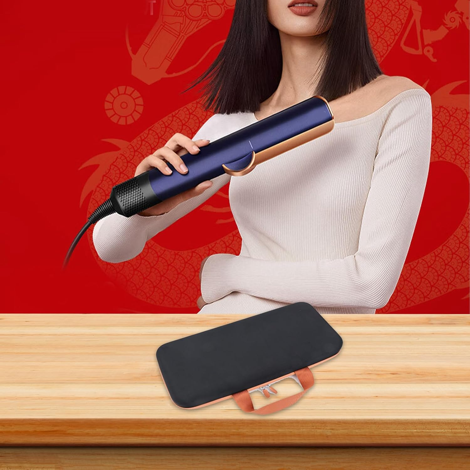 Hard Case for Dyson Airstrait HT01 Shockproof Waterproof Travel Bag with Mesh Pocket for Straightener Accessories (Grey) image number 2